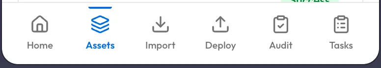 JetStack AI extension bottom navigation bar with Home, Assets, Import, Deploy, Audit, and Tasks tabs